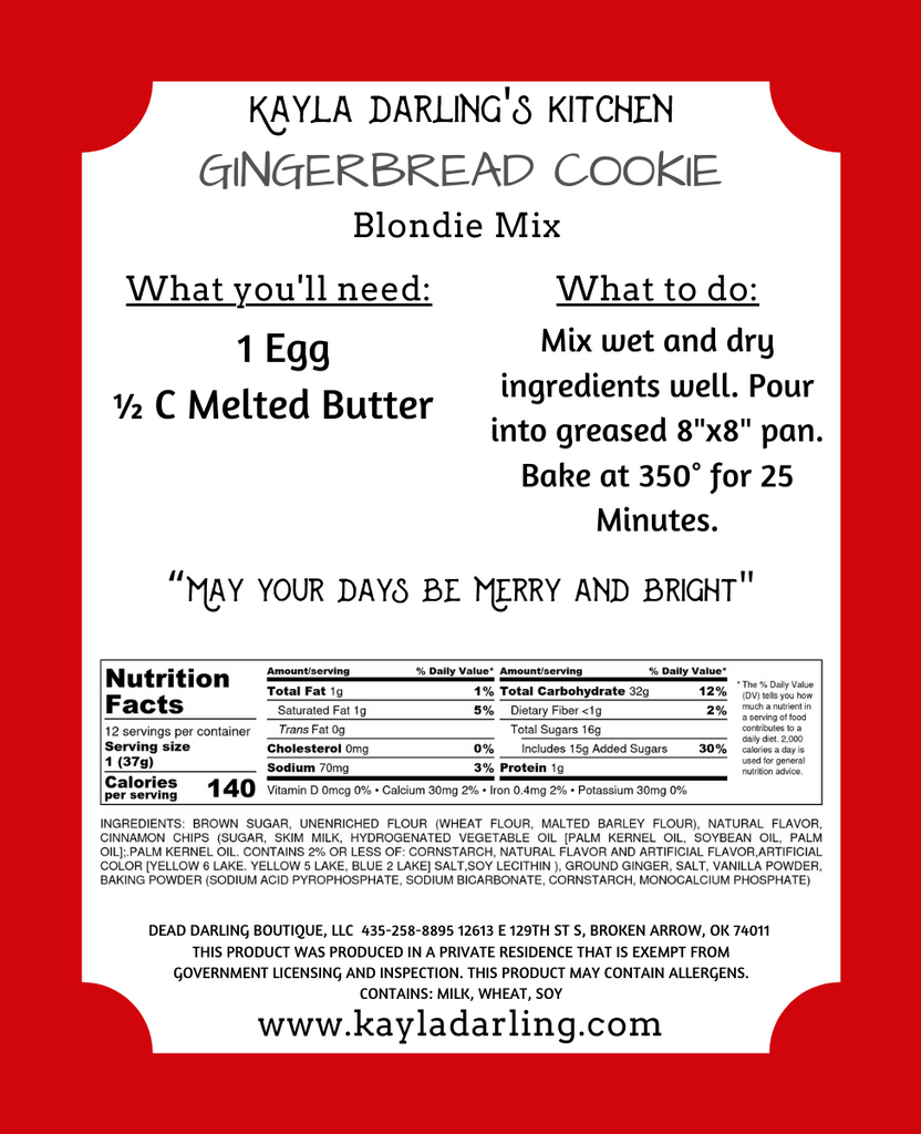 Gingerbread Cookie Blondie Mix