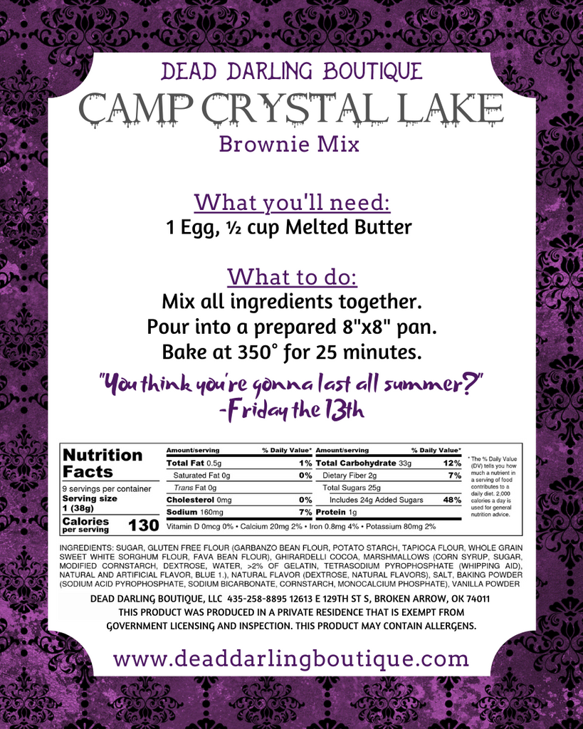 Camp Crystal Lake Brownie Mix