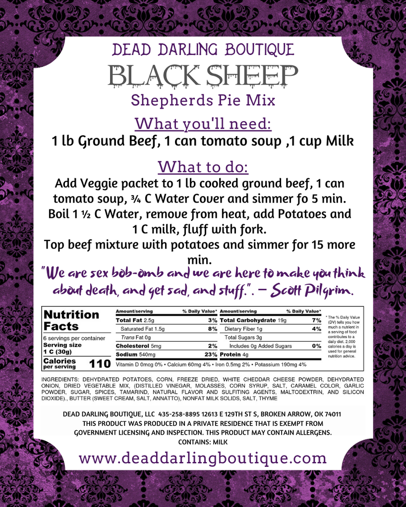 Black Sheep Shepherds Pie Dinner Kit