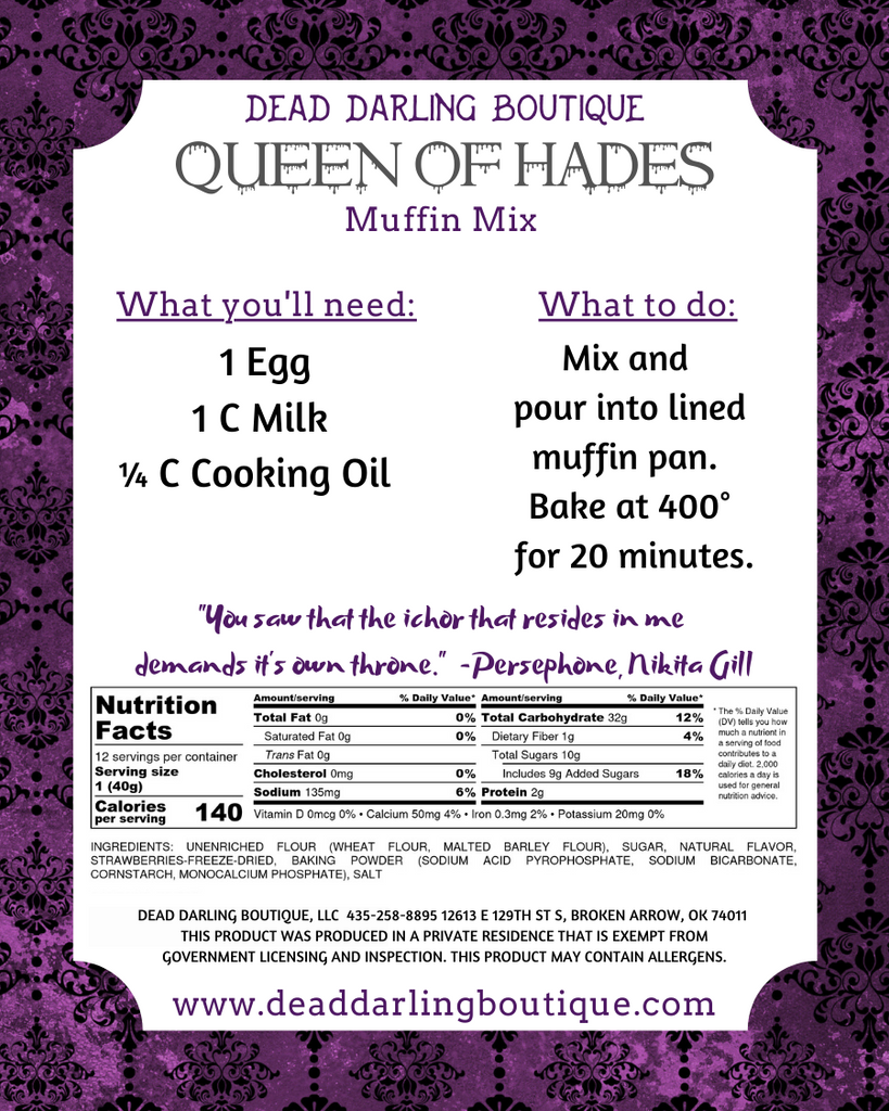 Queen of Hades Muffin Mix